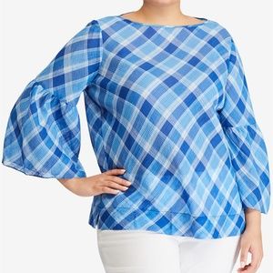 NWT Lauren Ralph Lauren Bell-Sleeve Boat Neck Top